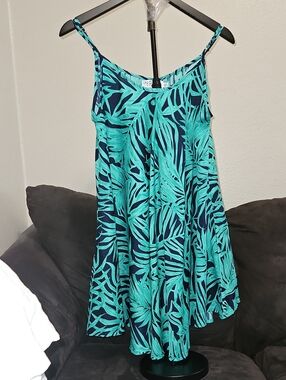 Ingear Green & Navy Tropical Print Midi Dress